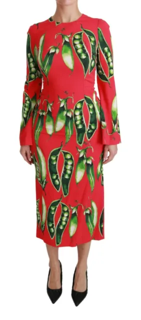 DOLCE & GABBANA Dress Red Snap Pea Print Longsleeve Midi IT46/US12/XL RRP  $2700 EUR 1.250,64 - PicClick FR