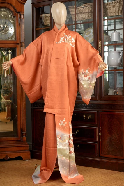 Dear Vanilla Japanese Silk Homongi Kimono Women's Authentic Japan Vintage Mint