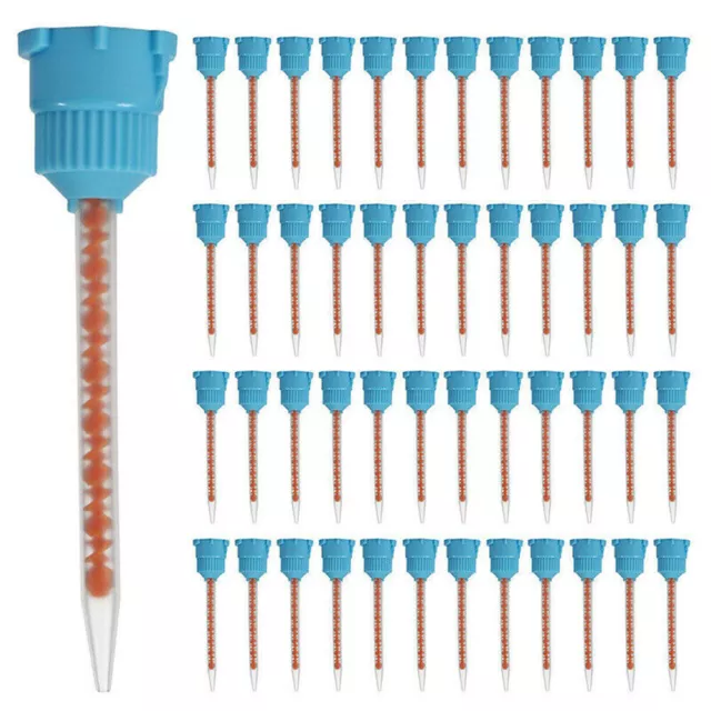 50Pcs Silicone Rubber Disposable Dental Impression Mixing Tips Blue Orange 10:1