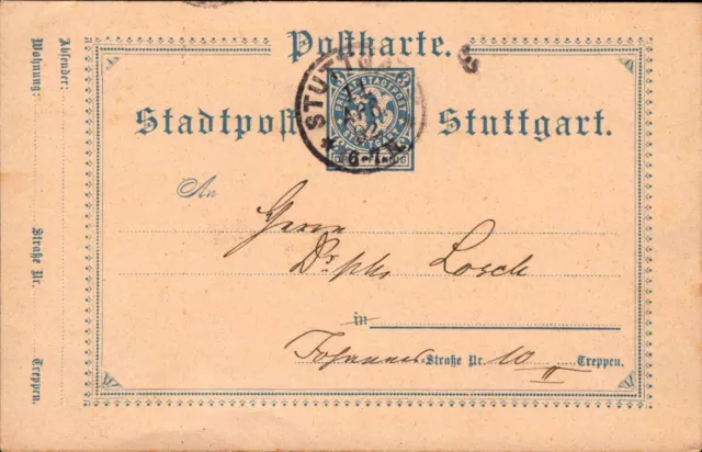 Stuttgart 1892, Ganzsache  Bedarf      (#8583)