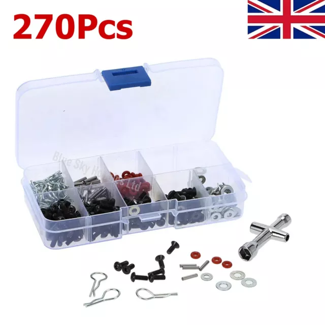 270Pcs Screw Bolt Set Repair Tool Box Hexagon for 1/10 RC Car HSP Traxxas SCX10