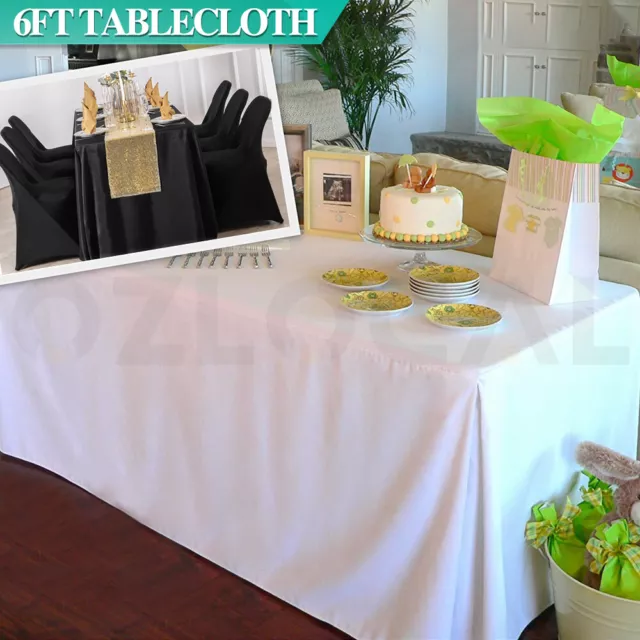 Tablecloths 6FT Wedding Table Cloths Trestle Rectangle Market Event Full Fitted