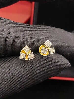 0.22 Cts Round Brilliant Cut Natural Diamonds Stud Earrings In 585 Fine 14K Gold