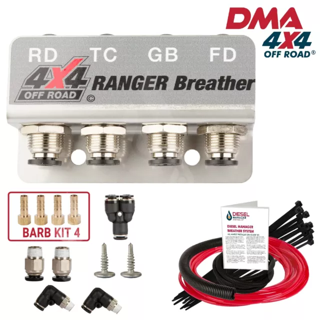 DMA Diff Breather Kit 4 Port For Ford Ranger Pj Pk Models Red