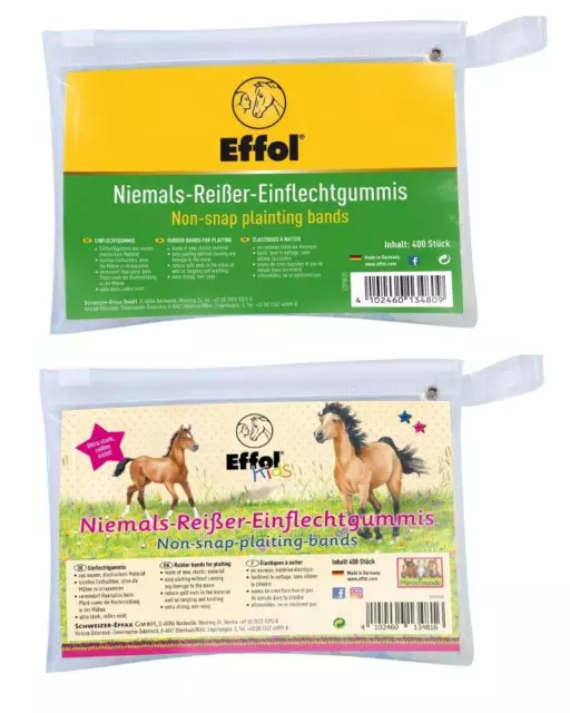 EFFOL Niemals Reißer Einflechtgummis Mähnengummis farblos , schwarz , bunt |NEU|