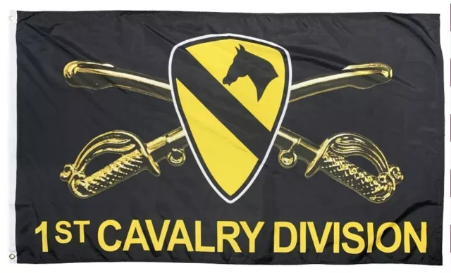 ARMY 1st Cavalry Crossed Sabres 3x5 Flag 100D