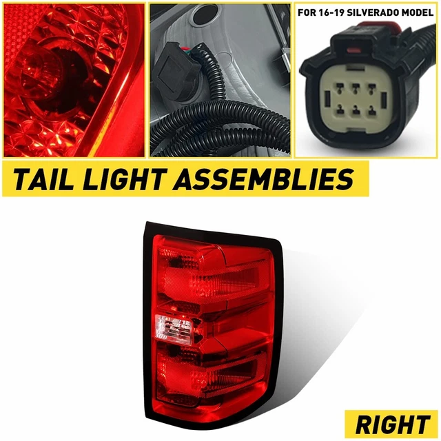 Right Side Red Lens Tail Light Brake Lamp W/ Wiring Harness For 14-19 Silverado
