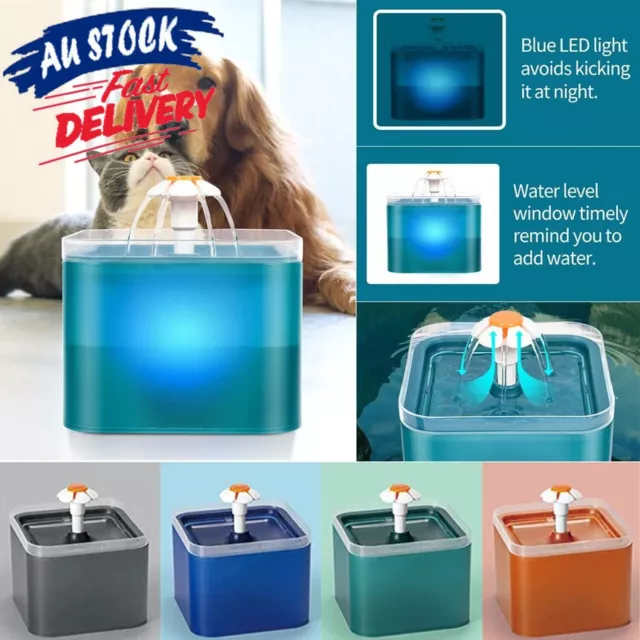 Automatic LED Electric Pet Water Dispenser Fountain Filter Dog Cat Drinking Bowl