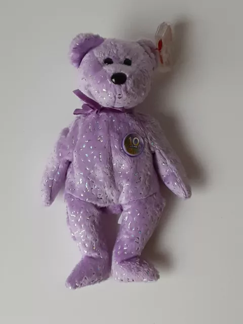 2003 TY Beanie Baby - Decade the Bear (Purple Version) (8.5 inch) - MWMTs