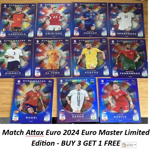 Match Attax Euro 2024 Checklist MATCH ATTAX EURO 2024 Euro Master Limited Edition - BUY 3 GET 1 FREE £1