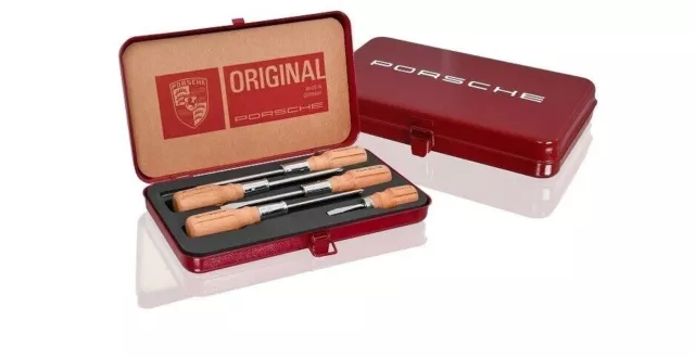 Genuine Porsche Wooden Screw Driver Set Tin Classic Pcg.191.002.00 Pcg19100200