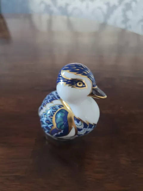 Royal Crown Derby Blue Duck with silver stopper