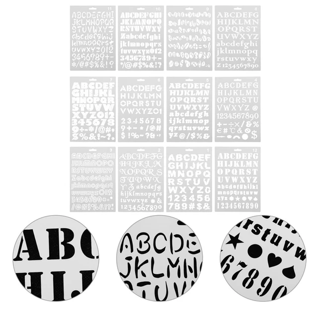Set Di 4 Stencil Alfabeto In Plastica Per Bambini – Lettere, Numeri E Simboli Per Pittura E Scrapbooking - 5