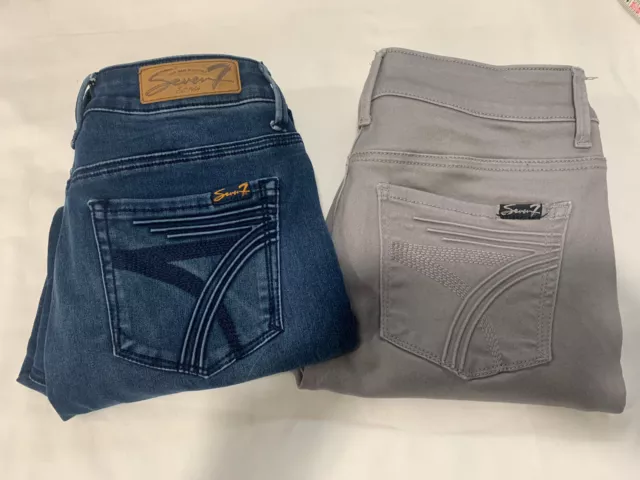 Lot (2)Seven7 Women's Size 4 Blue Denim/Gray High Rise Skinny Leg Legging Jeans