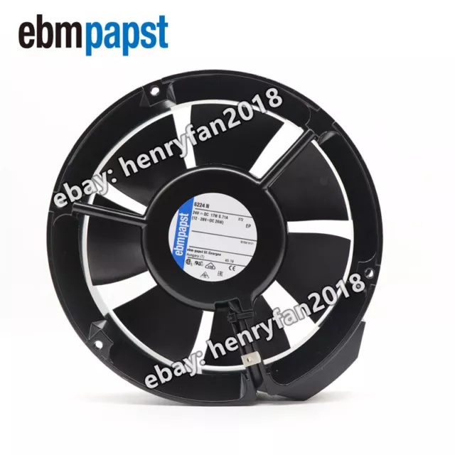 Ebmpapst 6224N Axial Fan DC 24V 17W 710mA Φ172x51mm Cabinet Cooling Fan