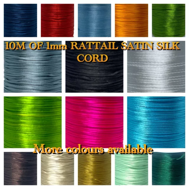 10M Of 1mm Rattail Satin Silk Cord Thread - Kumihimo And Macrame Crafts