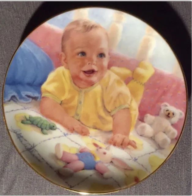 Roman Inc Abbie Williams Memory Plate Signed Babys First Smile 1991 Shower Gift