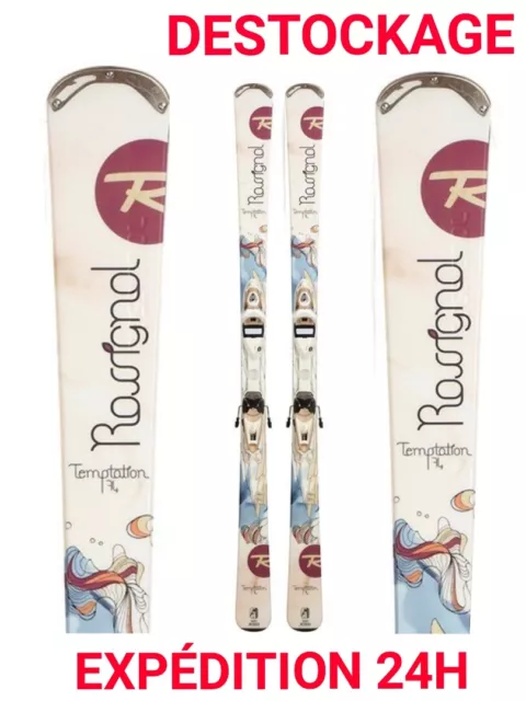 ski adulte occasion ROSSIGNOL "TEMPTATION 74" taille : 146 cm = 1 mètre 46 + fix