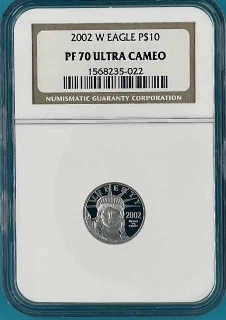 2002 W $10 Proof American Platinum Eagle 1/10 oz .9995 Fine NGC PF70 Ultra Cameo