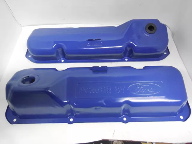 Pair 1970 1971 Ford 351C 4V Power By Ford Valve Cover W/ Drippers