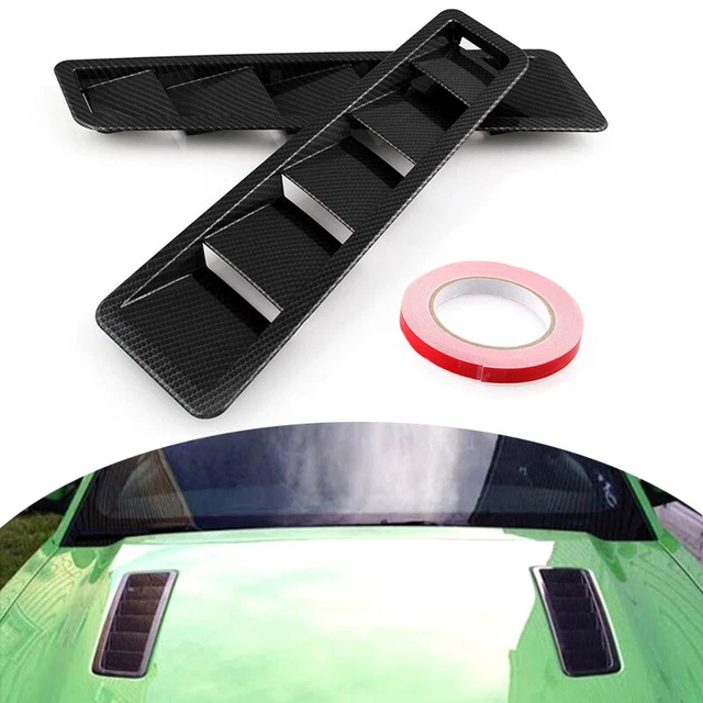 2PCS Carbon Fiber Style Air Flow Hood Vent Louver Cooling Panel Trims Universal