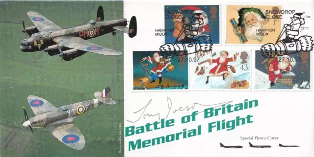 Battle of Britain Memorial Full Set  Christmas Stamps Signed T Iveson Pilot FDC