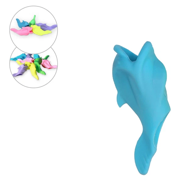5 Agarradores de silicona ergonómicos para lápices con diseño de pez kwmobile
