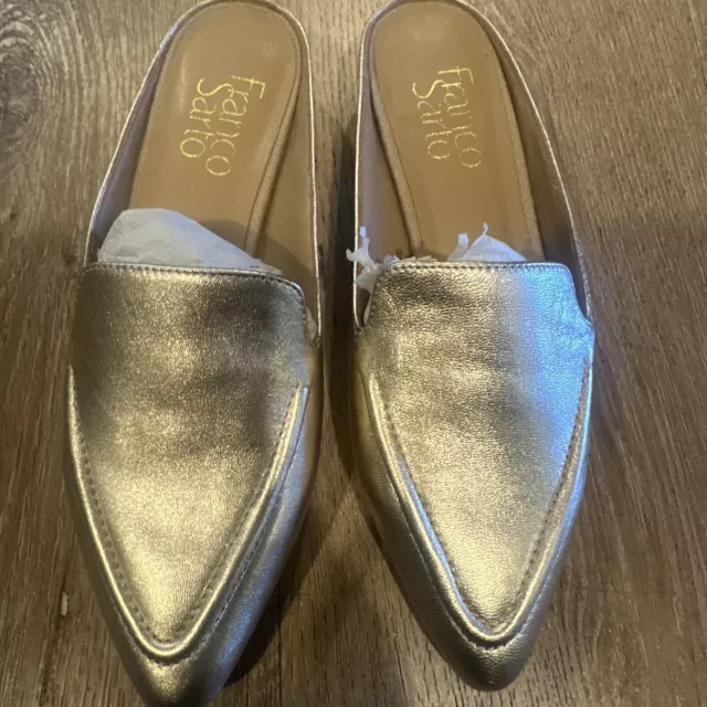 Franco Sarto Gold Metallic  Pointed Toe Mules Size 5