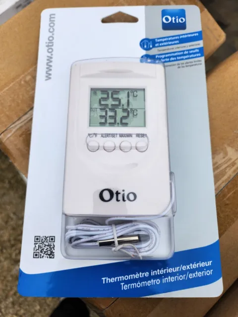 thermomètre avec sonde filaire intérieur/extérieur blanc - OTIO -  Mr.Bricolage