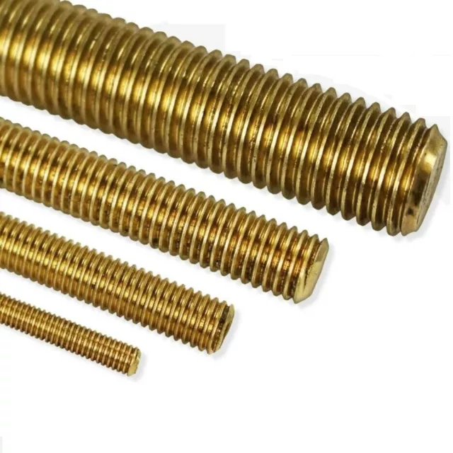 2mm 3mm 4mm 5mm 6mm 8mm 10mm 14mm BRASS THREADED BAR Rod Studding Studs DIN 976