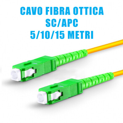 APC Cavo Fibra Ottica Patchcord bretella Monomodale FTTH SC/APC G652D da 2mt 