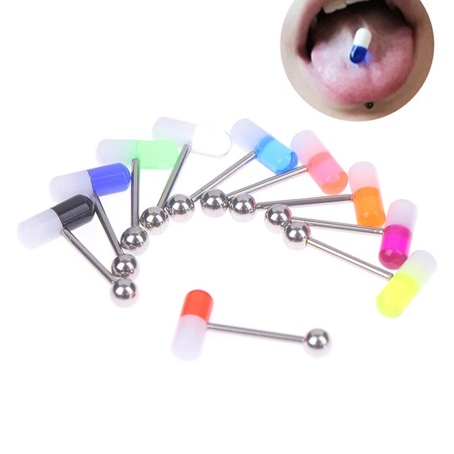 Capsule Anelli Lingua Pillola Acrilica Lingua Piercing Anello Corpo Punk Pierci$v