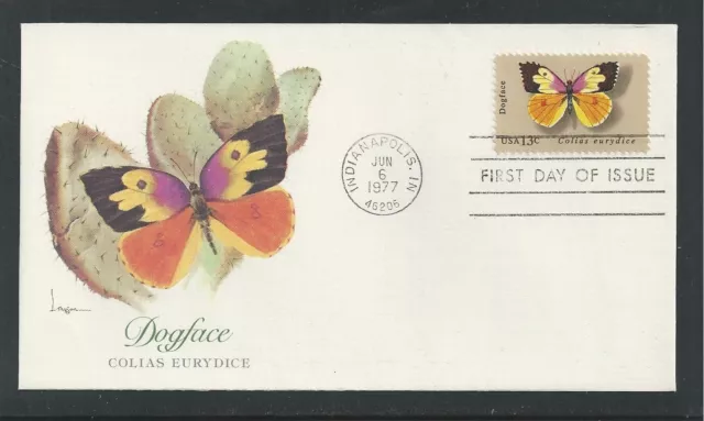 Dogface Butterfly Butterflies   Fleetwood  Cachet 1977 Fdc Unaddr