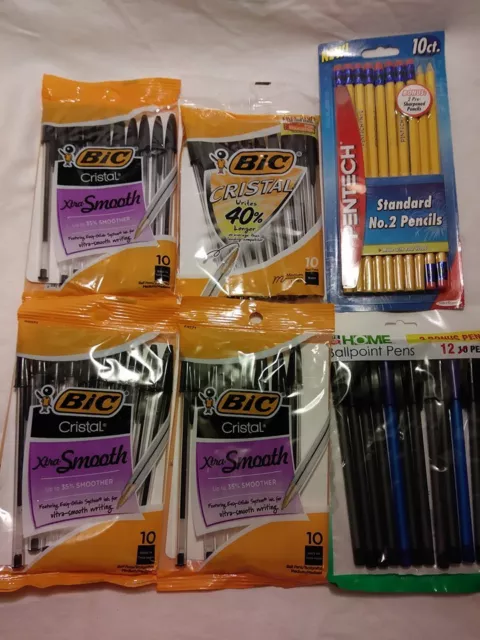 Lot Of 80 Ballpoint Pens & Pencils Bic Pentech All New Fast Free Shipping