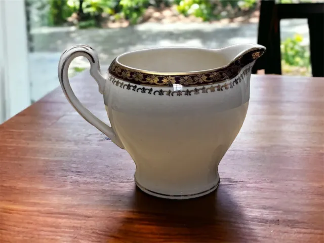 Vintage Alfred Meakin Kingsdale Creamer Jug with Burgundy Band & Gold Designs