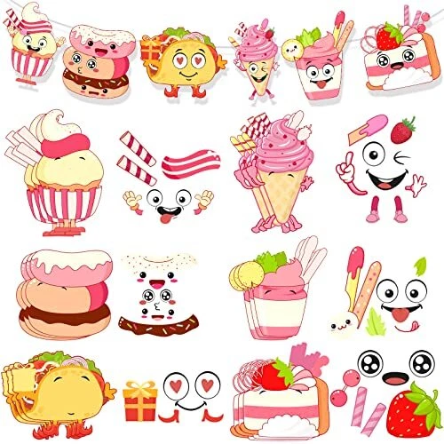 24 Sets Valentines Day Cards Valentine DIY Craft for Kids Desserts Cake Food