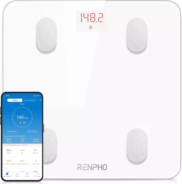 RENPHO Körperfettwaage, Bluetooth Personenwaage Mit App, Smart Digitale Waage Fü