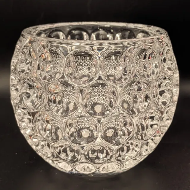 Fitz and Floyd Round Optic Heavy Crystal Votive Candle Bowl 4⅜"Diam