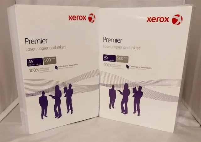 2X - Xerox Premier A5 Printer Paper Laser Copier Inkjet 80 GSM 1000 Sheets TOTAL