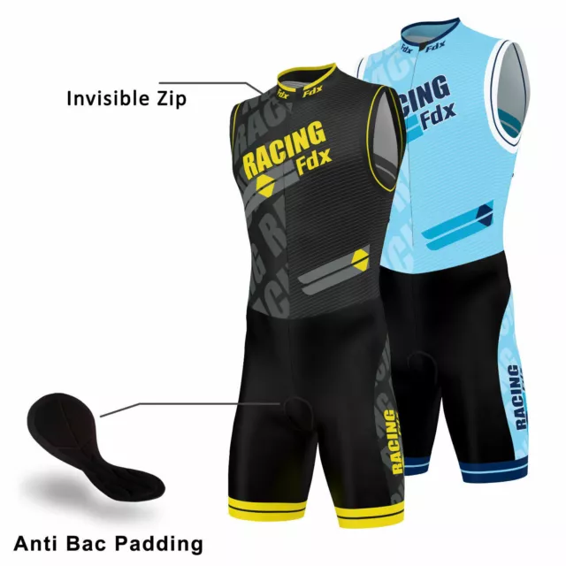 Men Triathlon Tri Suit Padded Compression Running Swimming Cycling Skinsuit uk