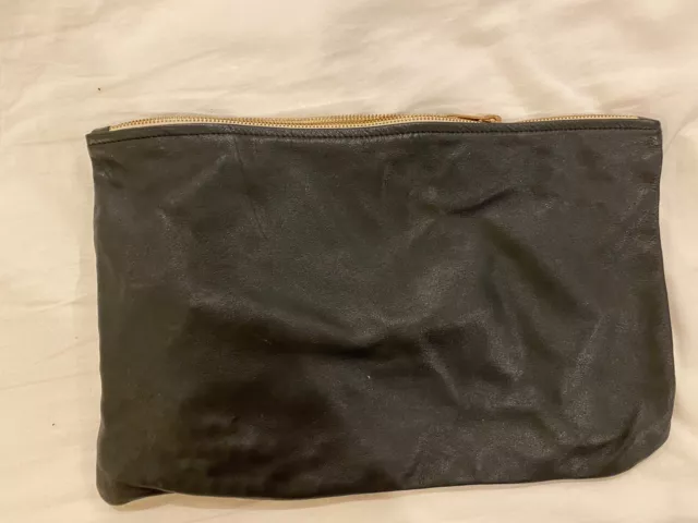 American Apparel Womens Black Leather Clutch One Size