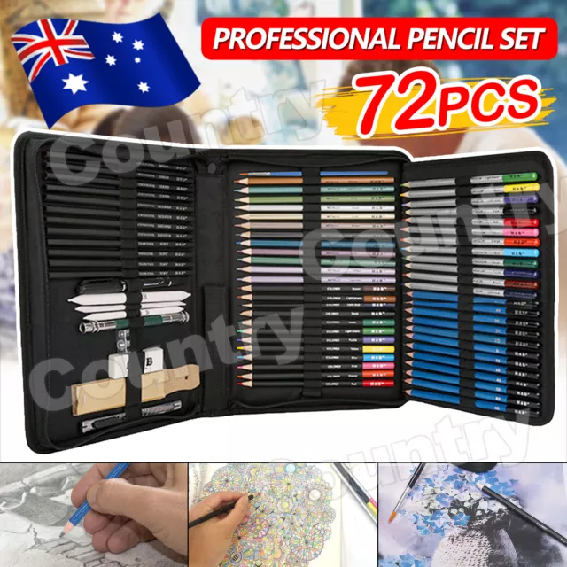 72PCS Professional Drawing Sketch Pencil Set Charcoal Eraser Art Painting Kit