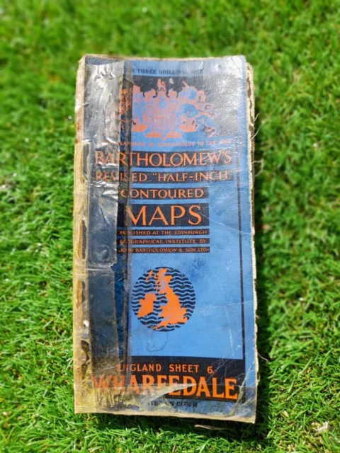 Vintage Contoured Map Wharfedale Yorkshire CLOTH BACKED  c.1920s 1930s