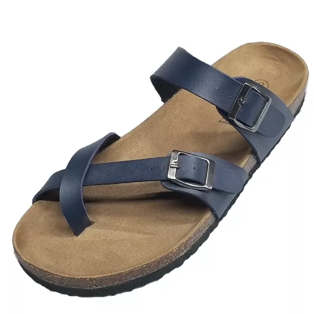 Women's Slide Buckle T-Strap Cork Footbed Platform Flip Flop Shoes Sandals