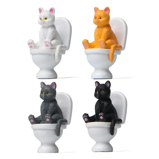 Toy Toilet Sitting Miniature Cat Cat Miniature Animal Model Funny Cat Figures