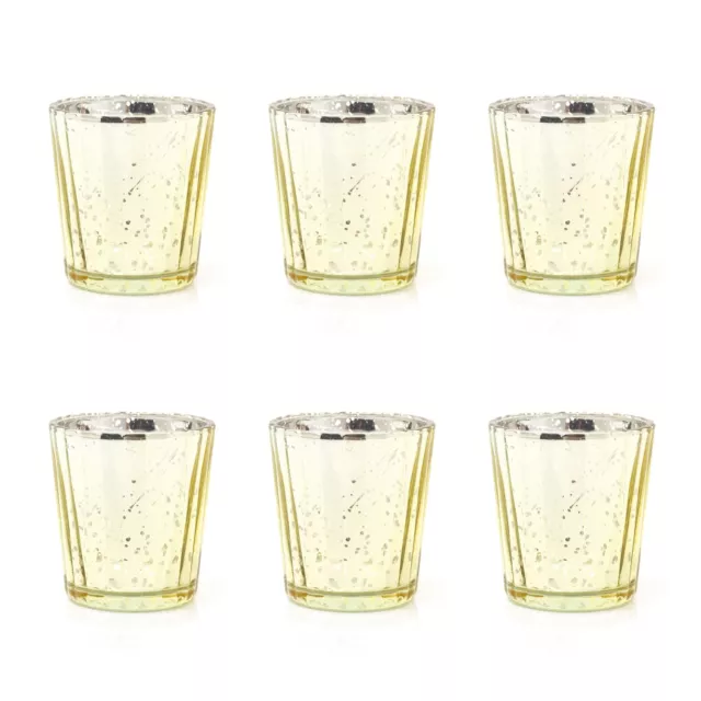 Pack Of Gold Speckle Glass Tealight Holder | Round Tea Light Votive Candle Pot