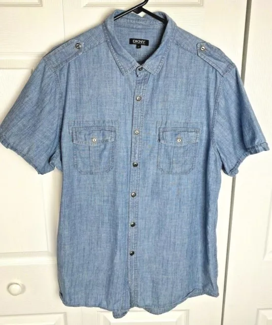 DKNY Men's Short Sleeve Chambray Shirt size XL