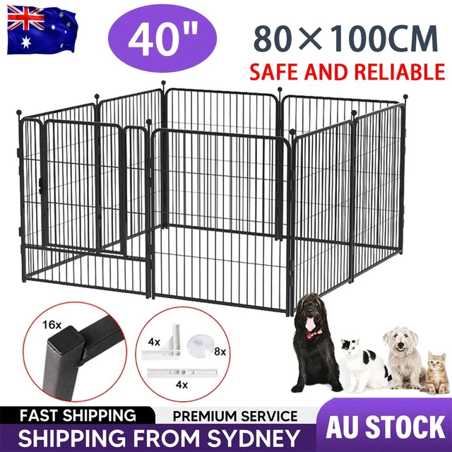 40& 8 PANEL Pet Dog Playpen Cage Enclosure Exercise Cat Puppy Metal ...