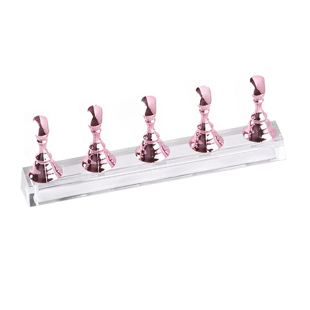 Soporte magnético para exhibición de práctica de arte en uñas acrílico tablero de ajedrez (rosa)