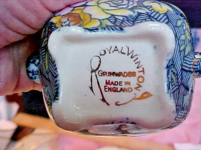 Vintage Royal Winton Grimwades Floral Creamer & Sugar Bowl 4
